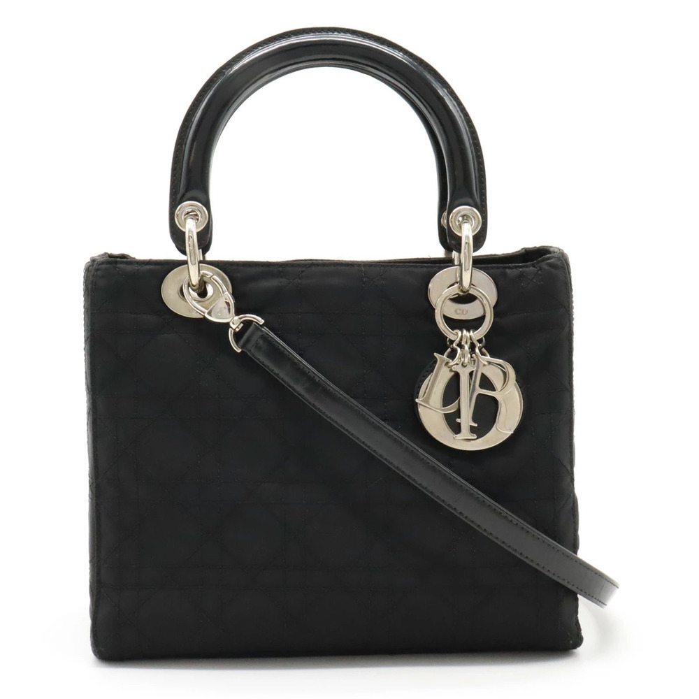 Christian Dior Lady Cannage 2way Shoulder Bag Black